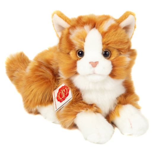 Cat lying down red tiger 20 cm - plush toy - soft toy