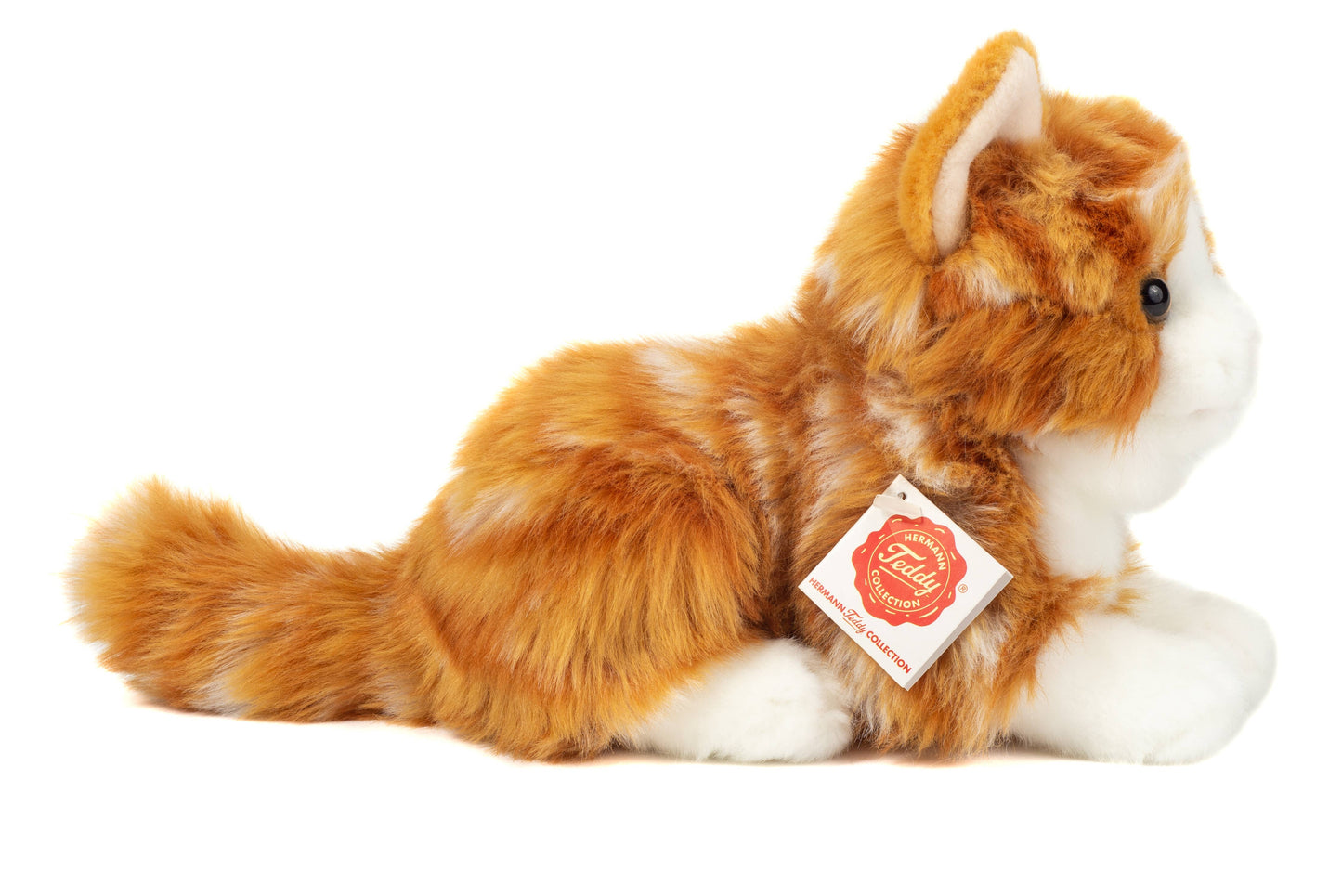 Cat lying down red tiger 20 cm - plush toy - soft toy