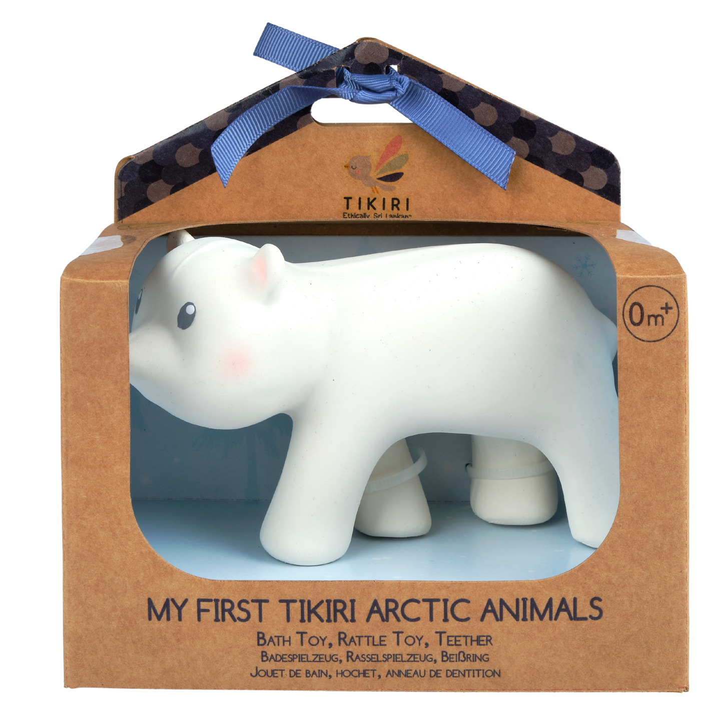 Arctic Polar Bear Organic Rubber Teether, Rattle & Bath Toy