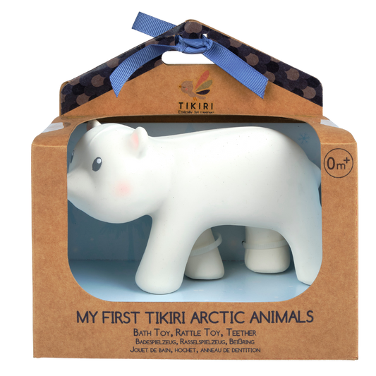 Arctic Polar Bear Organic Rubber Teether, Rattle & Bath Toy