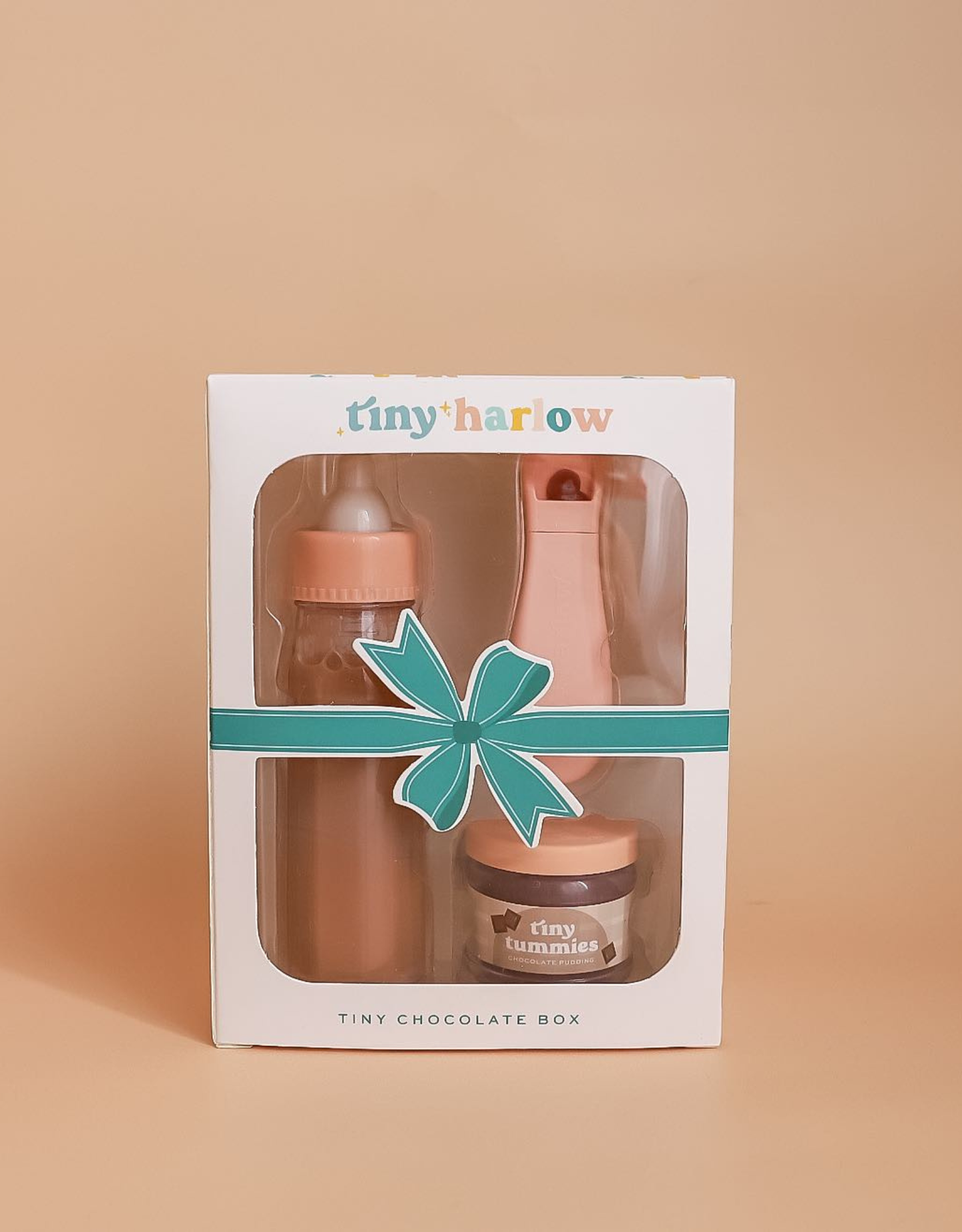 Tiny Tummies Puree and Milk Bottle set for doll - Chocolate