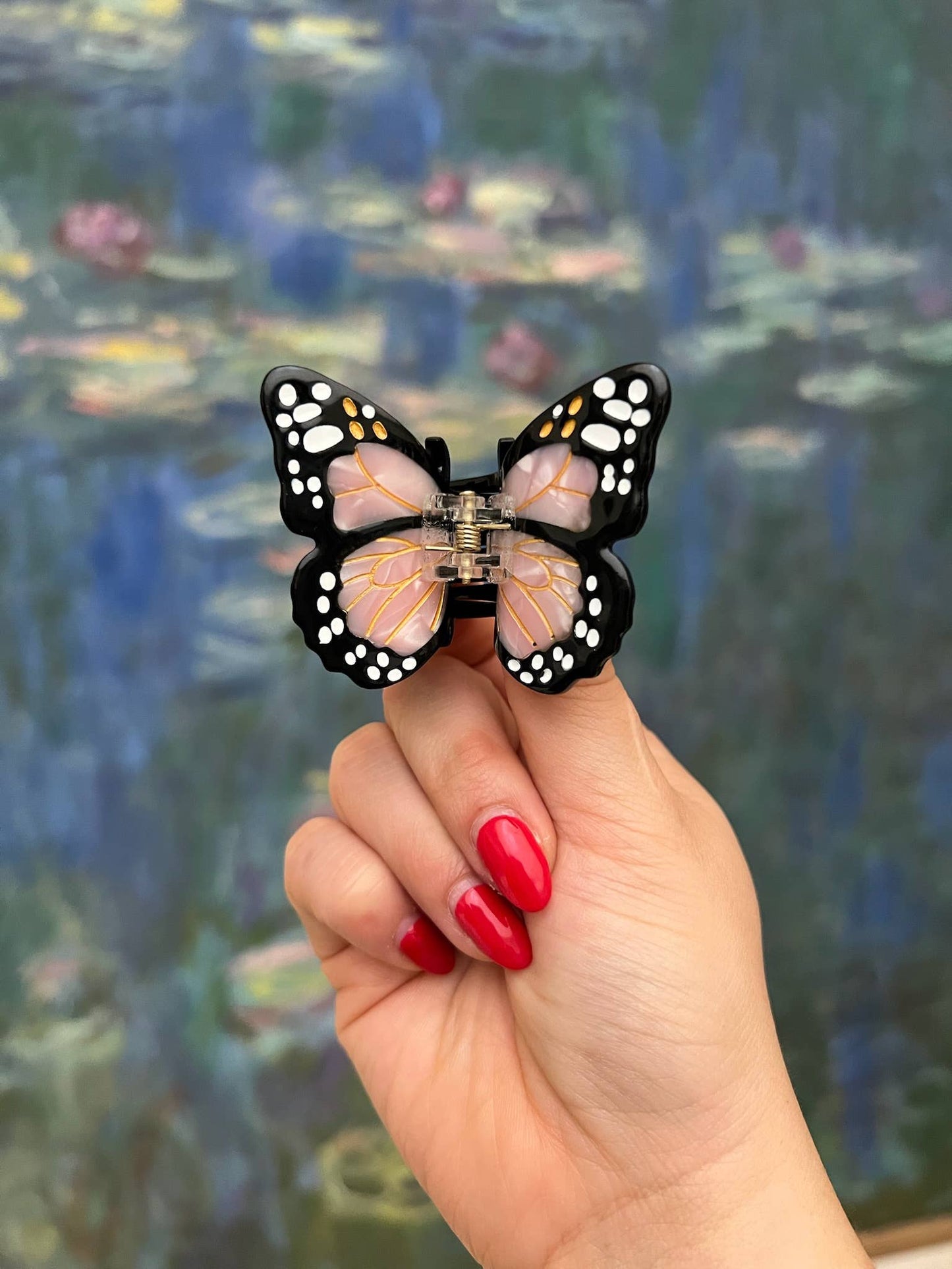 Hand-painted Mini Monarch Claw Hair Clip | Eco-Friendly