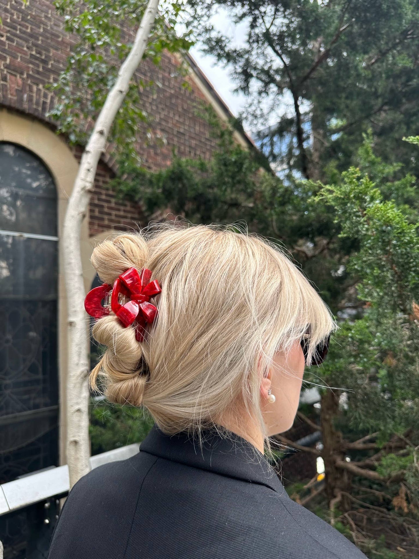 Red Bow Acetate Holiday Claw Hair Clip | Eco-Friendly