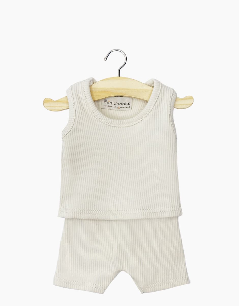 Minikane Bambini Clothes - Ribbed Two Piece Set Linen Color