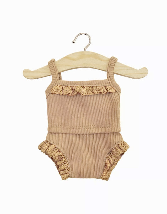 Minikane Gordis Doll Clothes - Ribbed Two Piece Set Brown Sugar